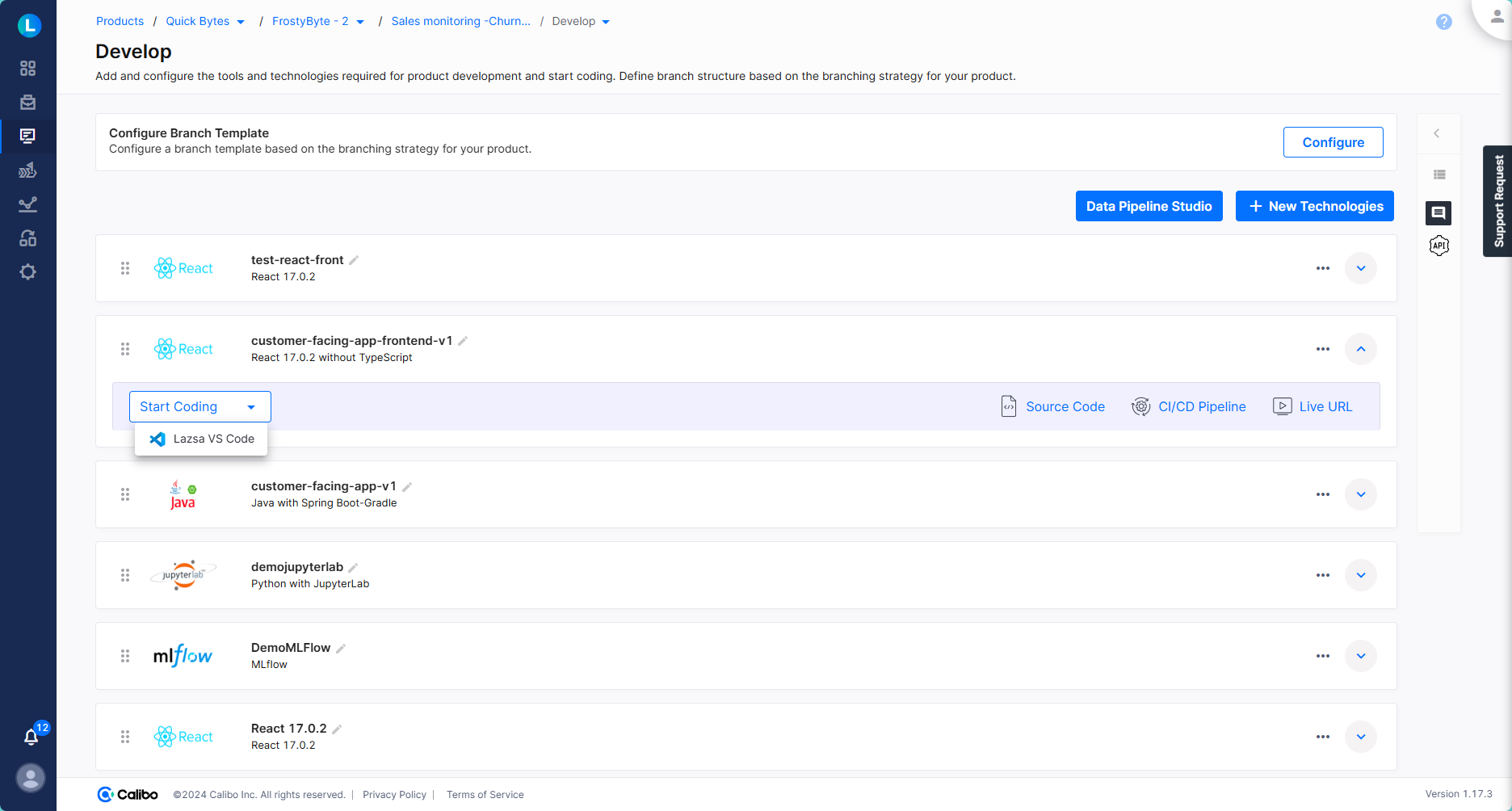 Calibo app development